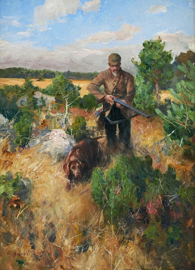 Metsästäjä koiransa kanssa - Bruno Liljefors