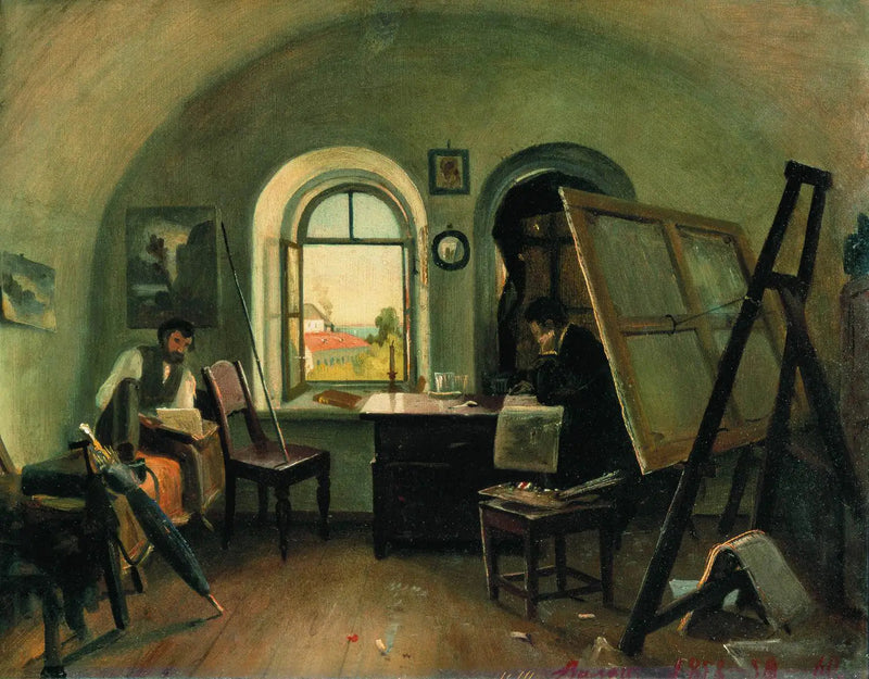 I. I. Shishkin ja A. V. Gine ateljeessa Valaam-saarella - Ivan Chichkine