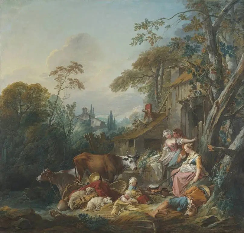 Maalausreproduktoiden Idylle rurale - François Boucher