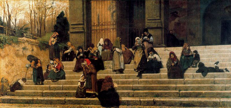Rome-kuvia (Nälkäiset portaille Ara Caeli -luostarissa Roomassa) - Federico Zandomeneghi