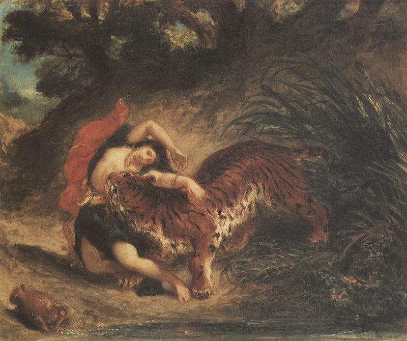 Intiaani, jota tiikeri puri - Eugène Delacroix