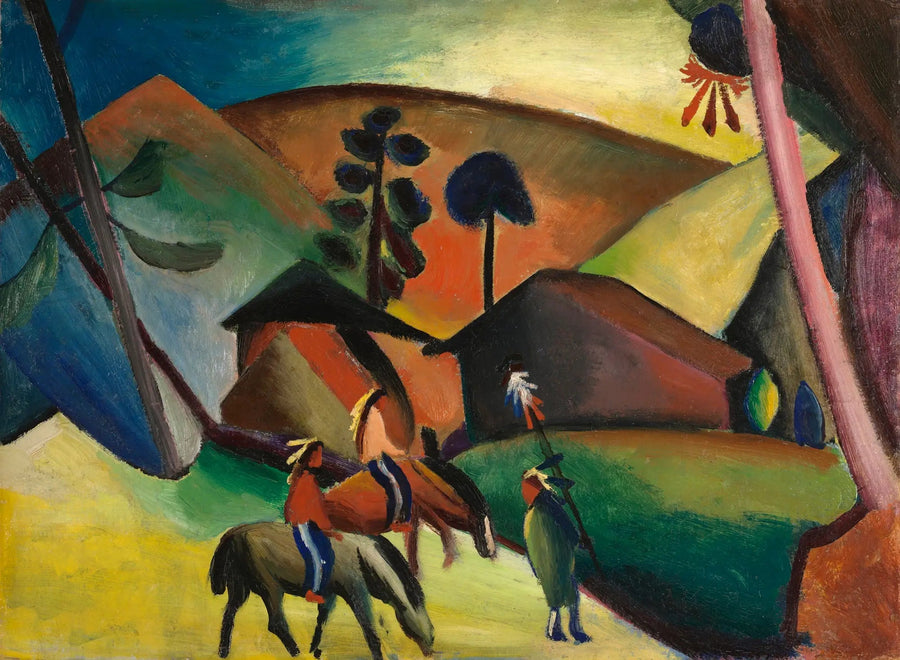 Hevosilla olevat intiaanit - August Macke