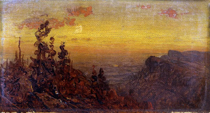Intiaanit nuotion äärellä - Kuun nousu - Sanford Robinson Gifford