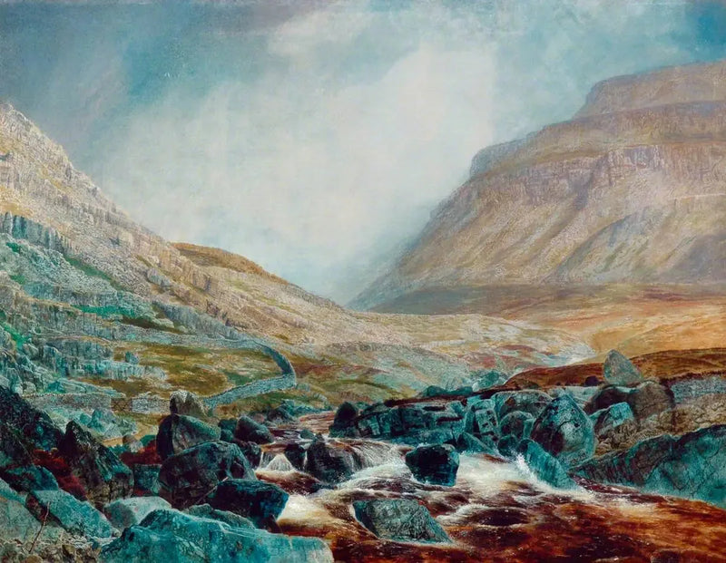 Ingleborough näkymä White Scarin alta, Yorkshire-kalkkikivikerrokset - John Atkinson Grimshaw
