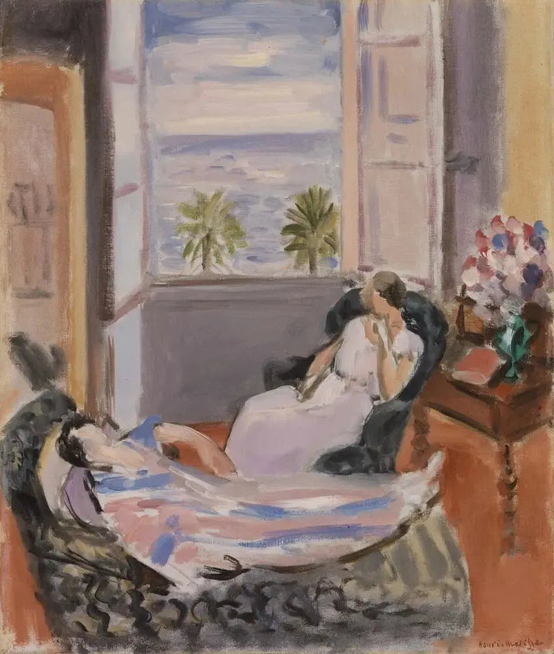 Sisustus kahden hahmon kanssa, avoin ikkuna (Sisustus kahden hahmon kanssa, avoin ikkuna) - Henri Matisse
