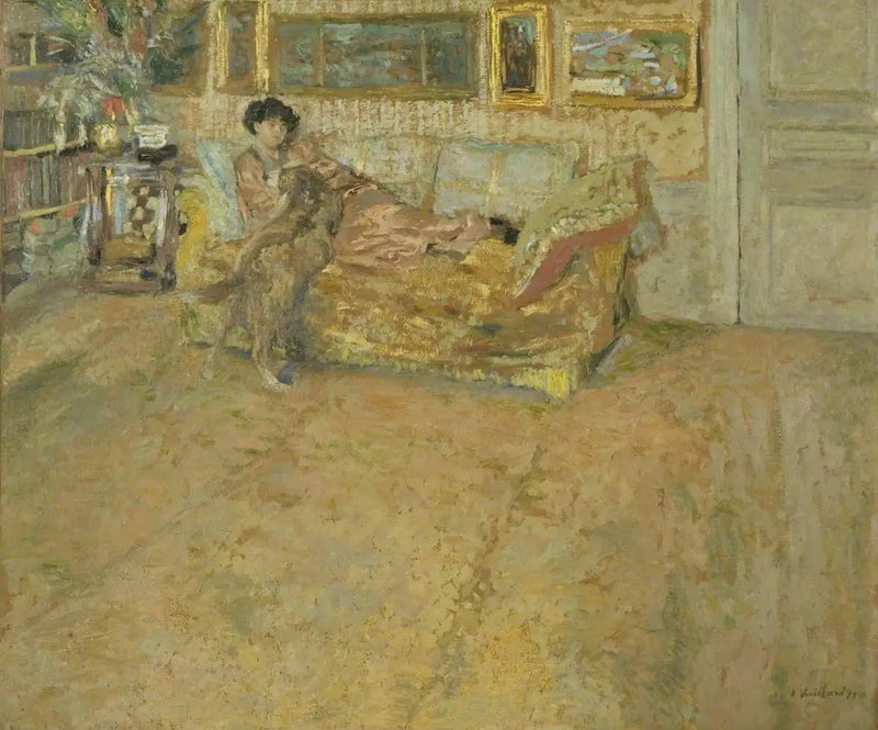 Sisätilat Madame Hessel ja hänen koiransa kanssa - Édouard Vuillard