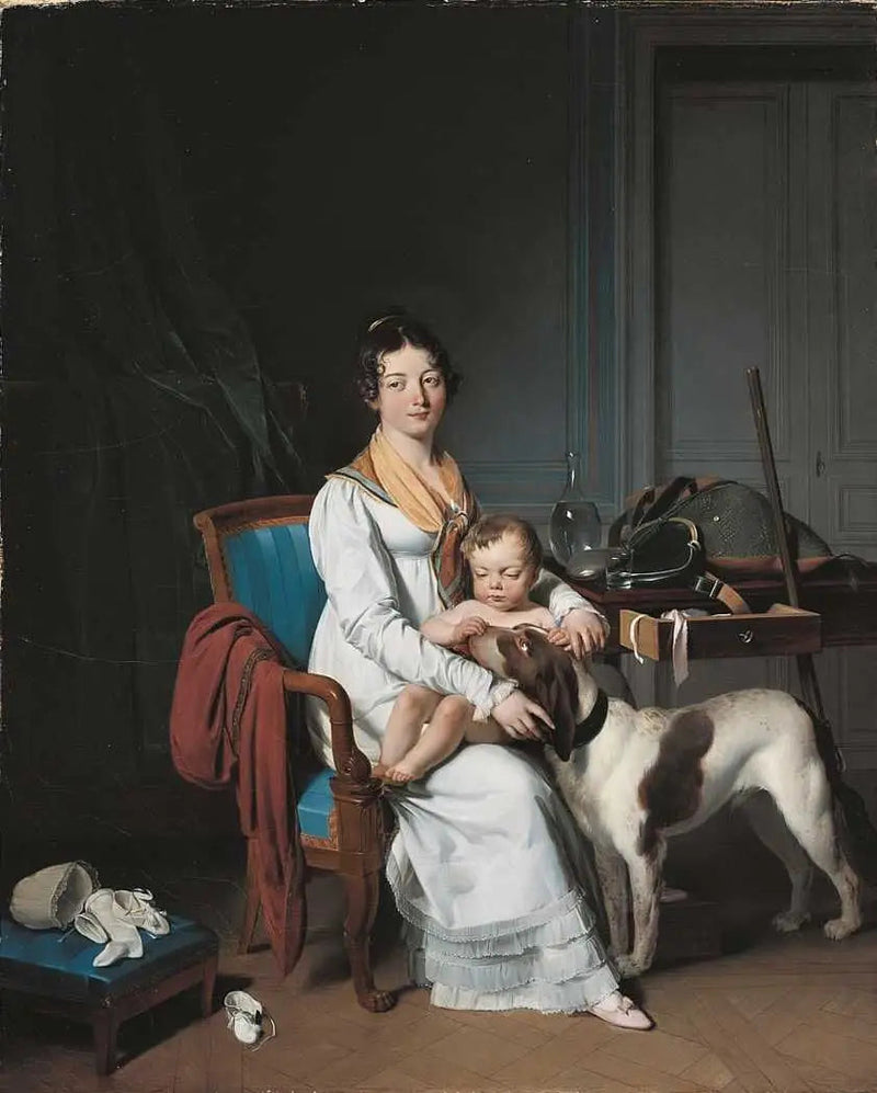 Sisätilat äidin ja lapsen kanssa - Louis-Léopold Boilly