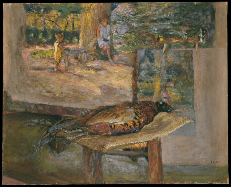 Sisätilat maalauksilla ja metsäkanalinnulla - Édouard Vuillard