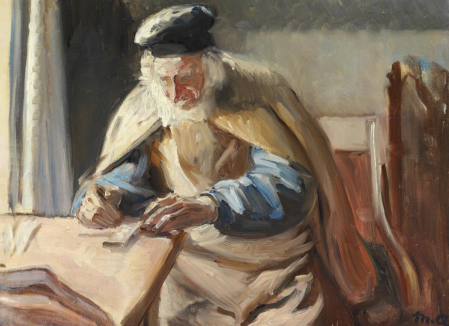 Sisustus vanhan miehen kanssa. - Michael Peter Ancher