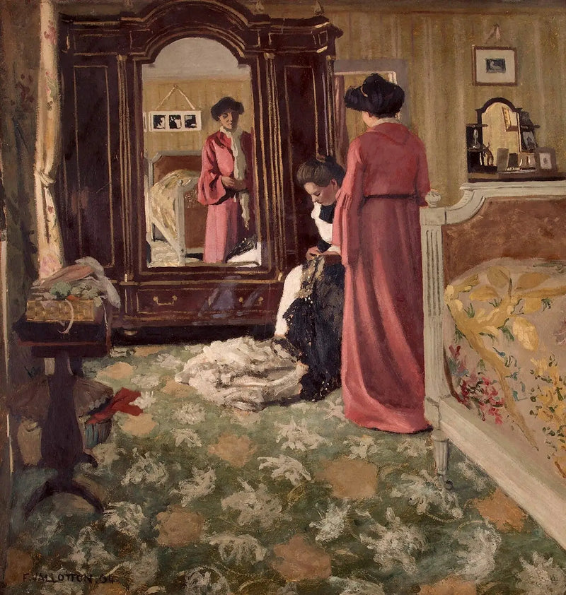 Sisätila, kahden hahmon huone - Félix Vallotton