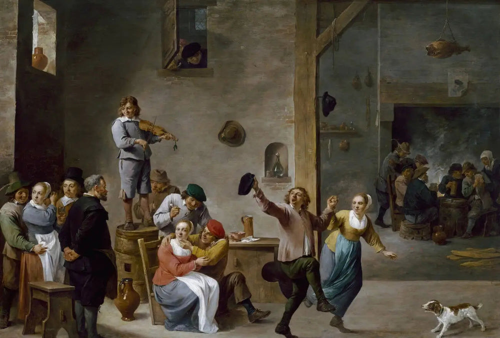 Intérieur d'une auberge avec des paysans dansants - David Teniers le Jeune image 1 reproduction d’œuvre d’art à l’huile