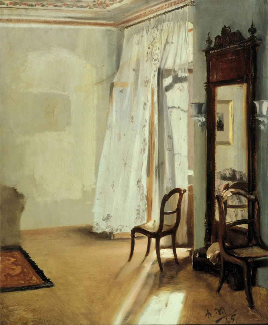 Huoneen sisustus parvekkeella - Adolph von Menzel