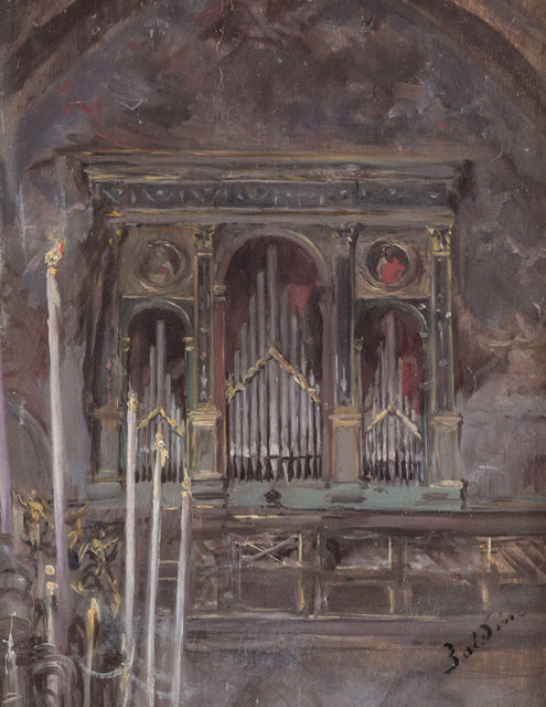 Kirkon sisätilat, näkymä urkuun - Giovanni Boldini