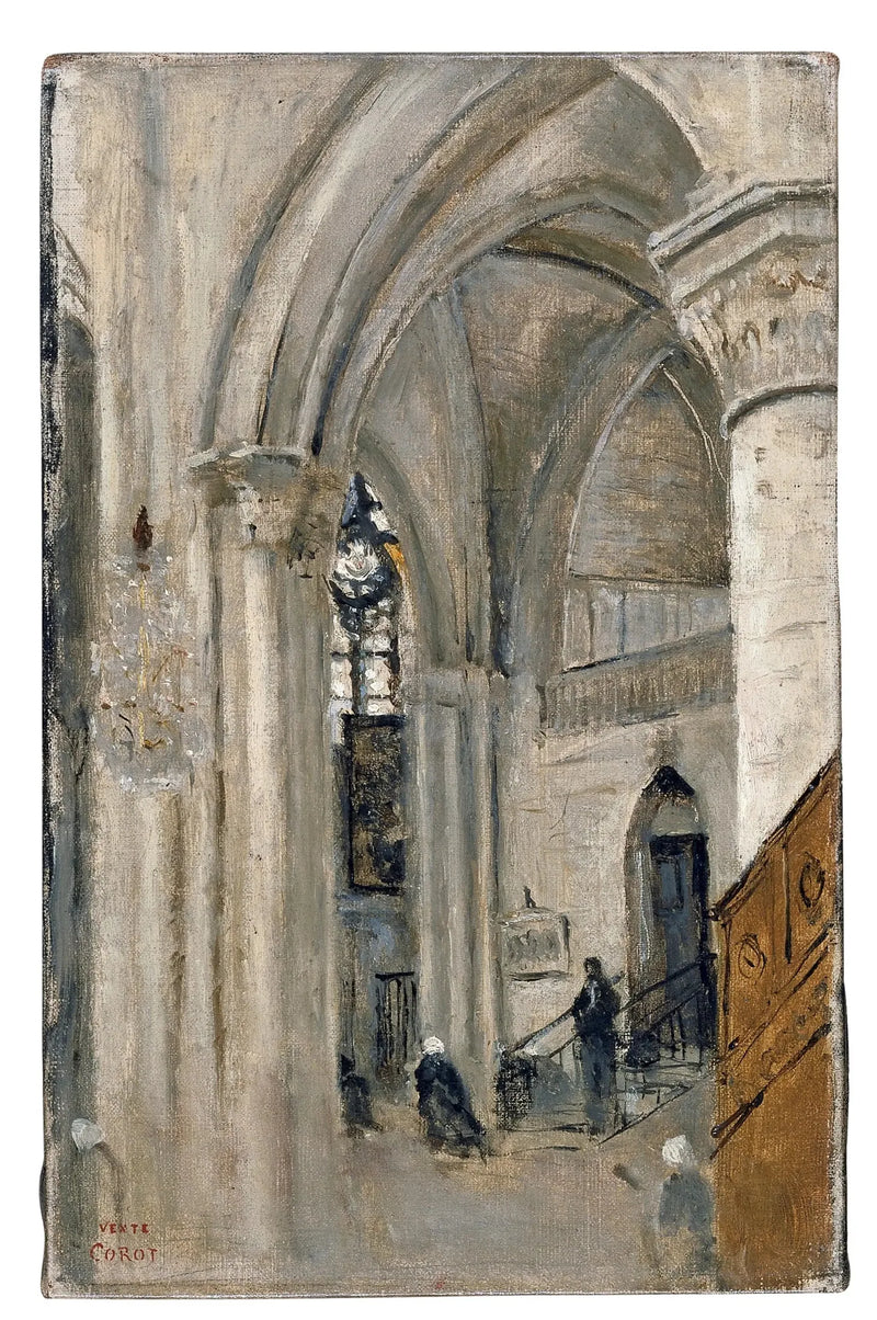 Mantaan kirkon sisätilat - Jean-Baptiste Camille Corot