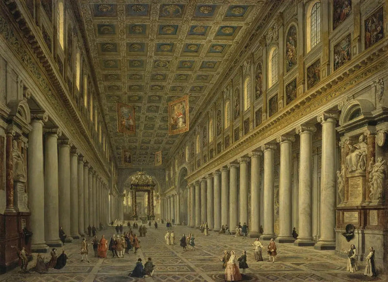 Sisätilat Pyhän Marian suurelta basilikalta (Santa Maria Maggiore) Roomassa - Giovanni Paolo Panini