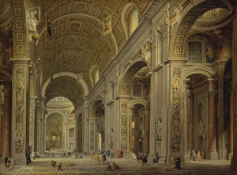 Rooman Pyhän Pietarin katedraalin sisätilat - Giovanni Paolo Panini