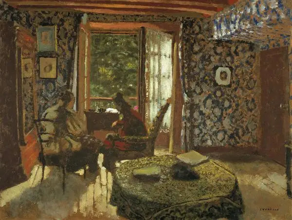 Sisätilat. Rouva Vuillard ja isoäiti Roussel Étang-la-Villessä - Édouard Vuillard