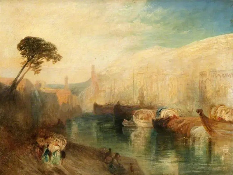Italialainen maisema veneiden ja hahmojen kanssa - J. M. W. Turner