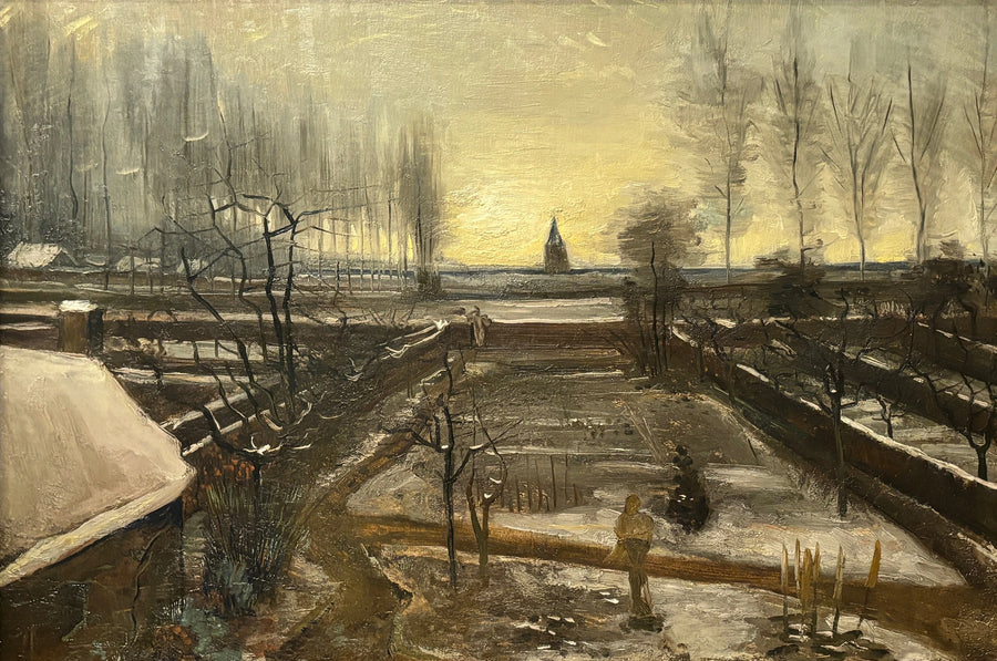 Nuenenin pappilan puutarha lumipeitteessä - Vincent van Gogh