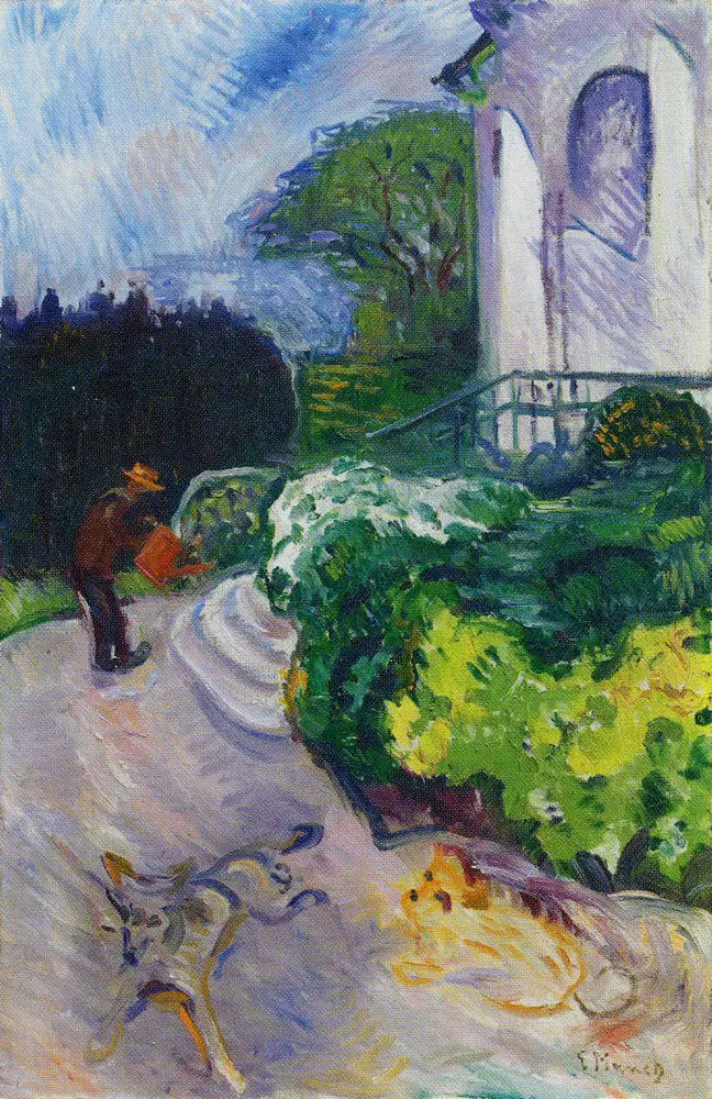 Tanskalainen puutarhuri tohtori Lindén puutarhassa - Edvard Munch