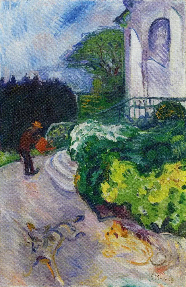 Tanskalainen puutarhuri tohtori Lindén puutarhassa - Edvard Munch