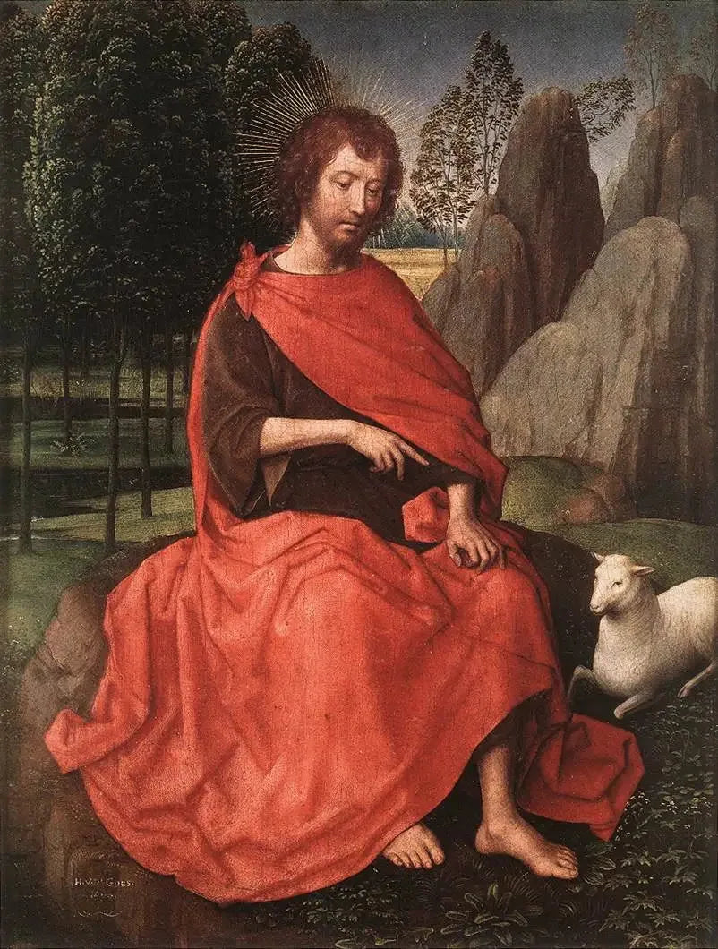 Jean de Baptiste (etupuoli) ; kuollut pää (takapuoli) - Hans Memling