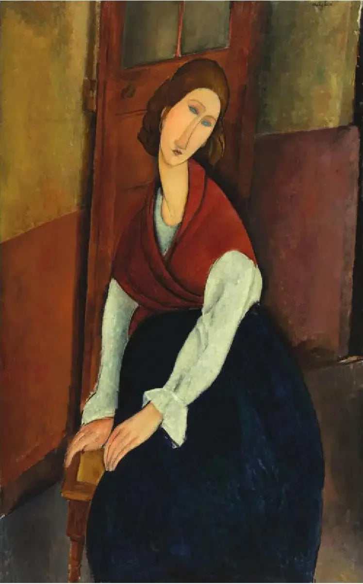 Jeanne Hébuterne oven edessä - Amedeo Modigliani