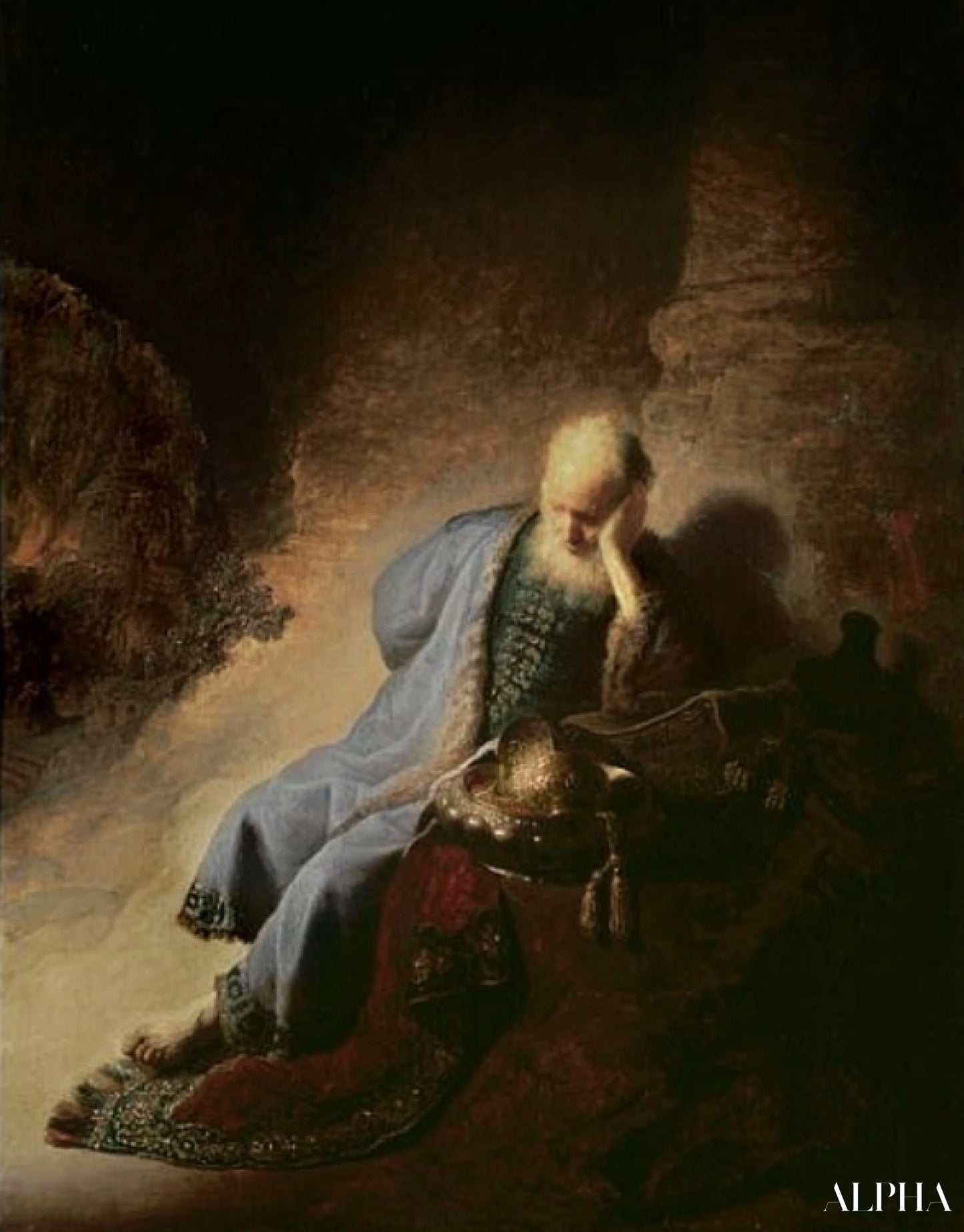 "Jérémie valittamassa Jerusalemin tuhosta - Rembrandt van Rijn - Korkealaatuiset taulujen ja maalauksien reproduktiot"