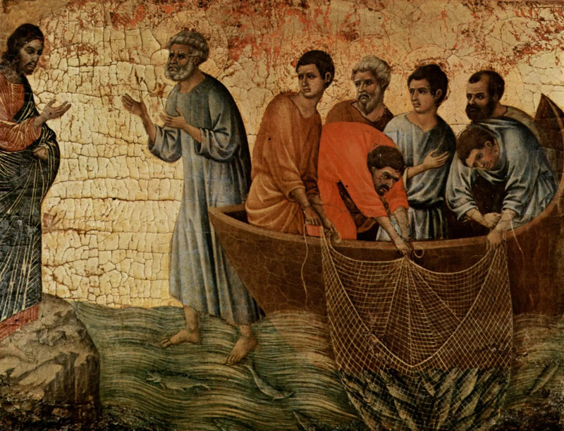 Jeesus ilmestyy Tiberiaksen järvellä - Duccio di Buoninsegna