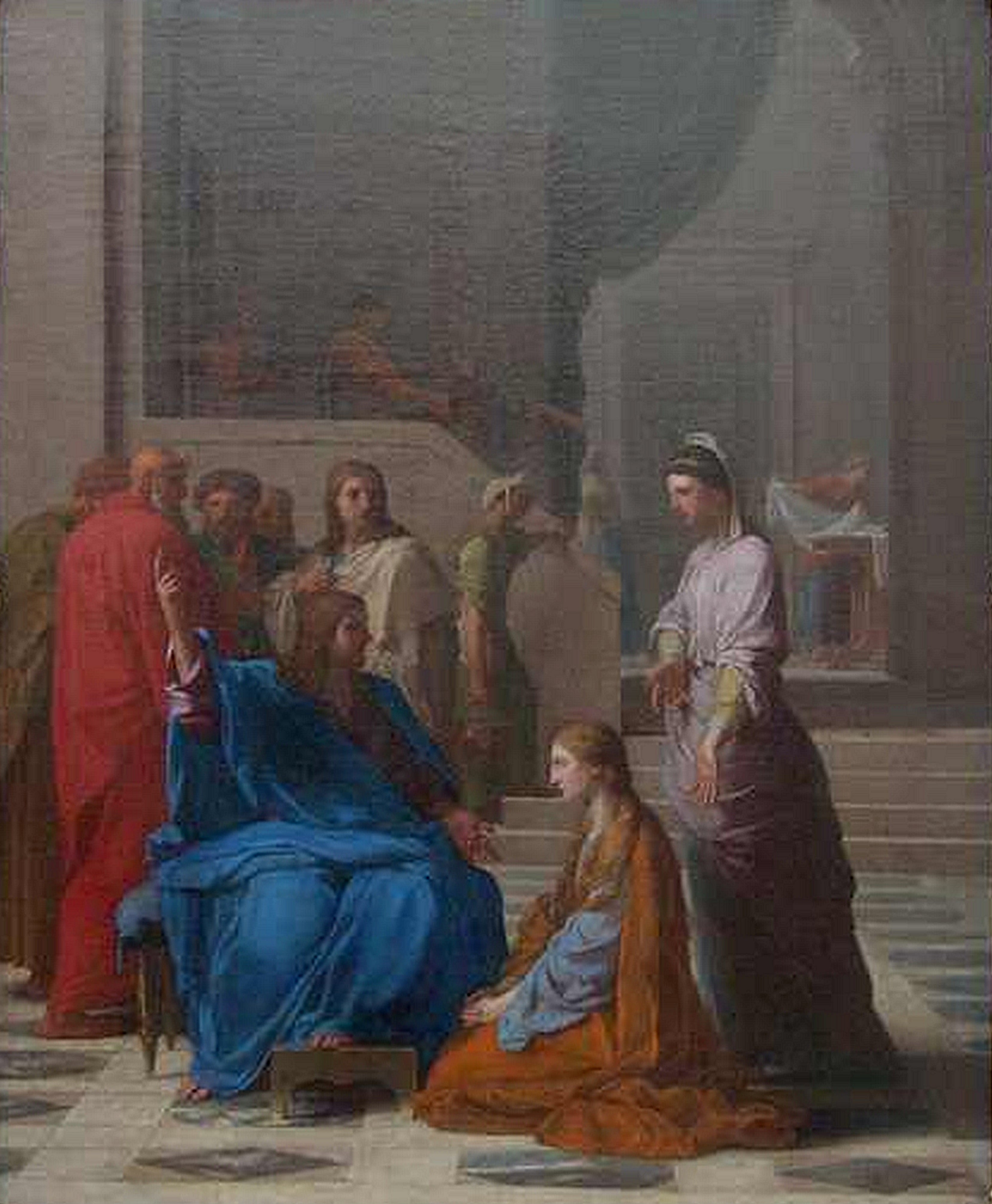 Jésus chez Marthe et Marie - Eustache Le Sueur image 1 reproduction artisanale de tableau