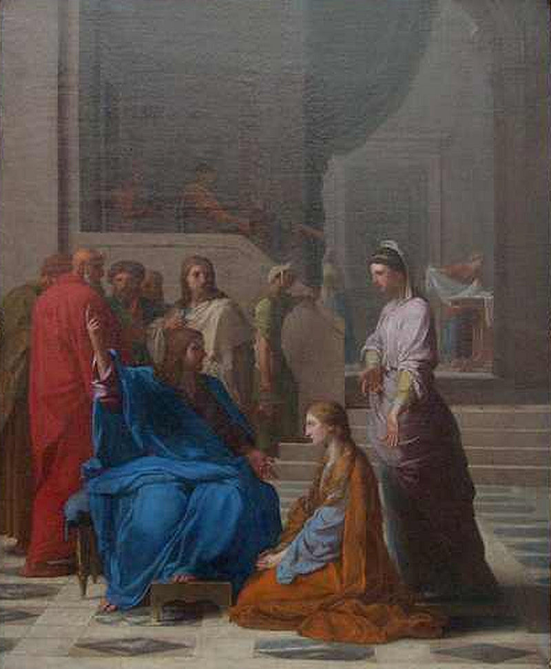 Jeesus Martan ja Marian luona - Eustache Le Sueur