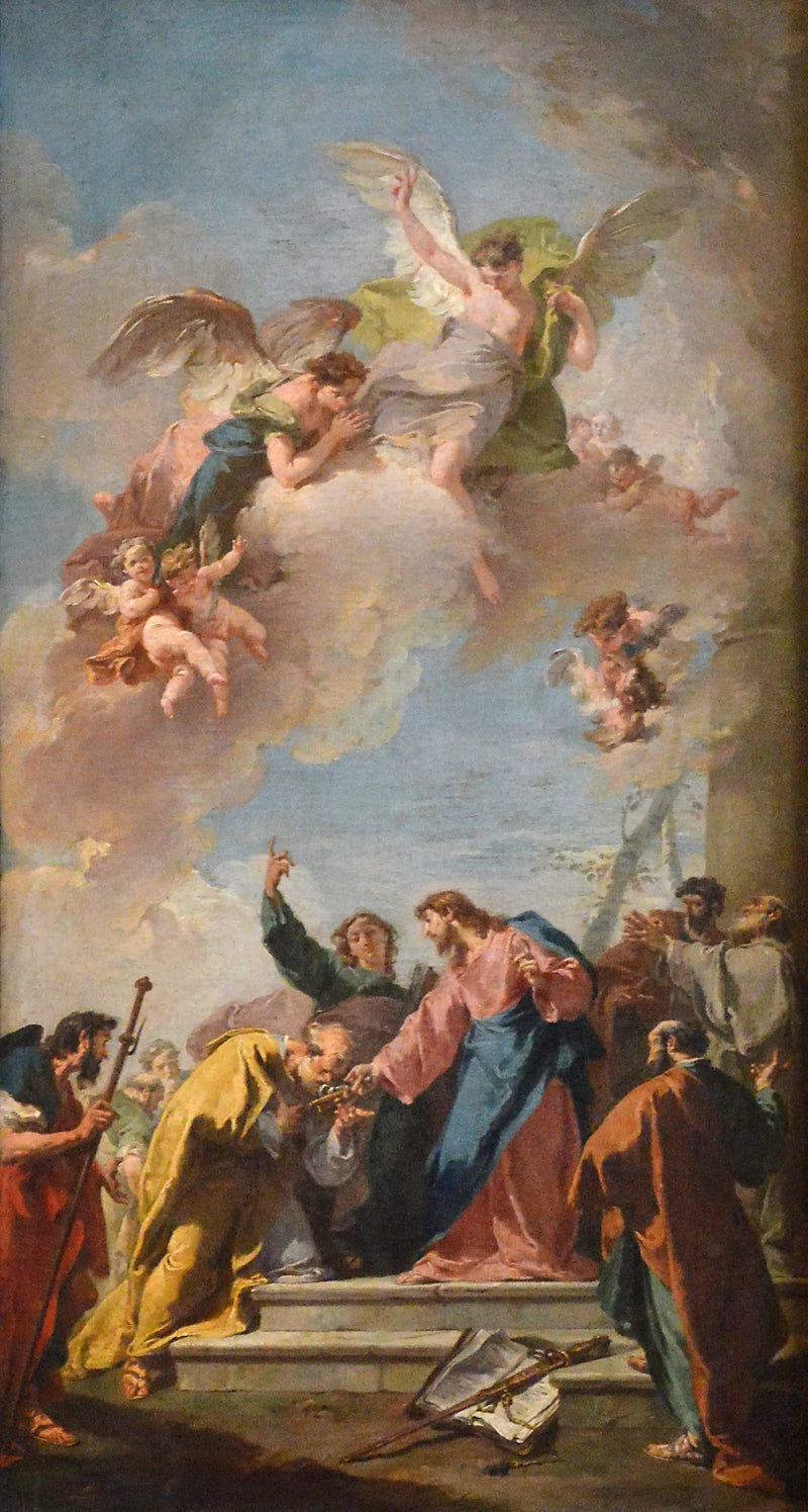 Jeesus Kristus antaa taivaan avaimet Pyhälle Pietarille - Giovanni Battista Pittoni
