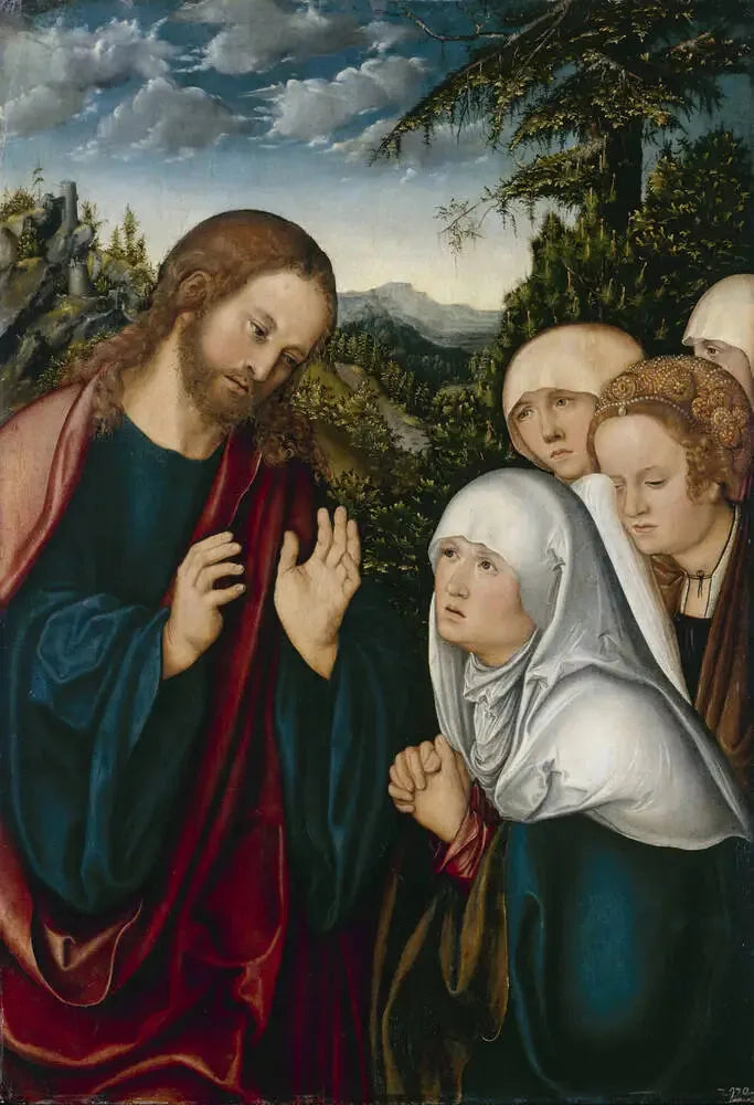 Jésus fait ses adieux à sa mère - Lucas Cranach the Elder image 1 reproduction artisanale de tableau