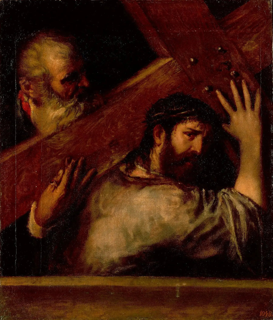 Jeesus kantaa ristiä - Titian