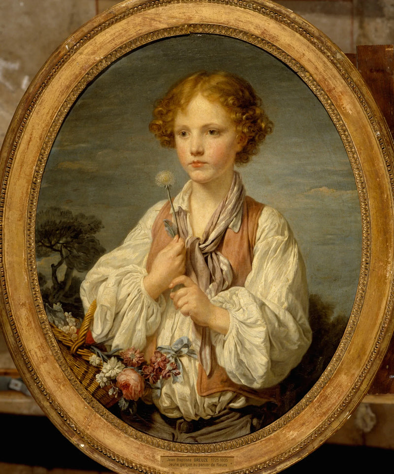 Nuori paimenpoika, joka yrittää arvailla, onko hänen rakastajattarensa häneen ihastunut - Jean-Baptiste Greuze