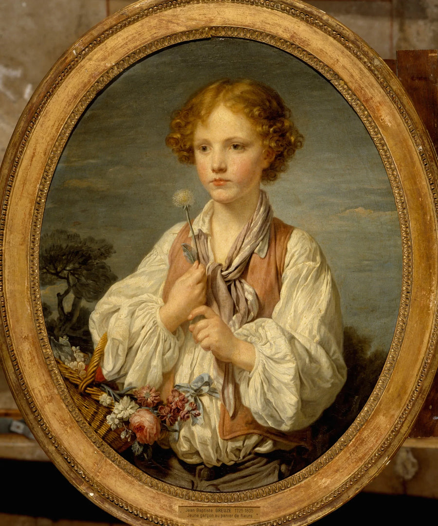 Nuori paimenpoika, joka yrittää arvailla, onko hänen rakastajattarensa häneen ihastunut - Jean-Baptiste Greuze