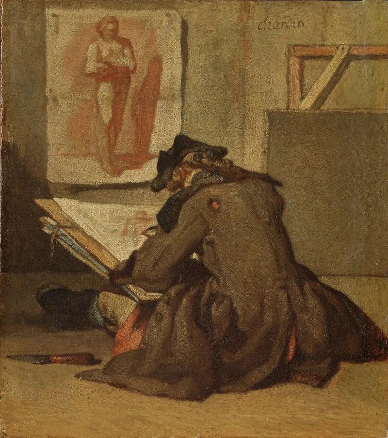 Nuori opiskelija piirtämässä - Jean Siméon Chardin