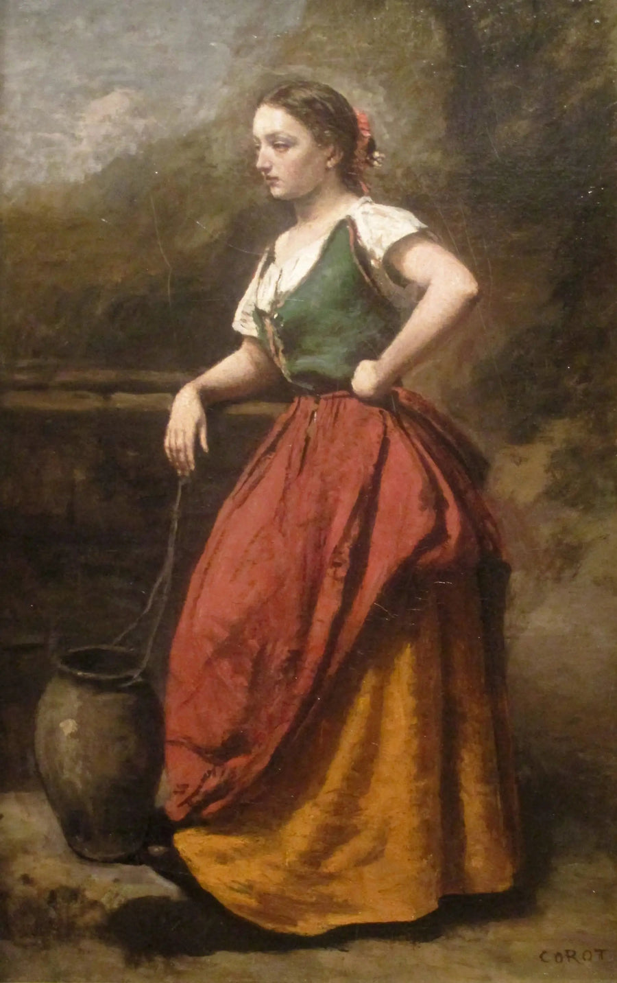 Nuori nainen suihkulähteellä - Jean-Baptiste Camille Corot