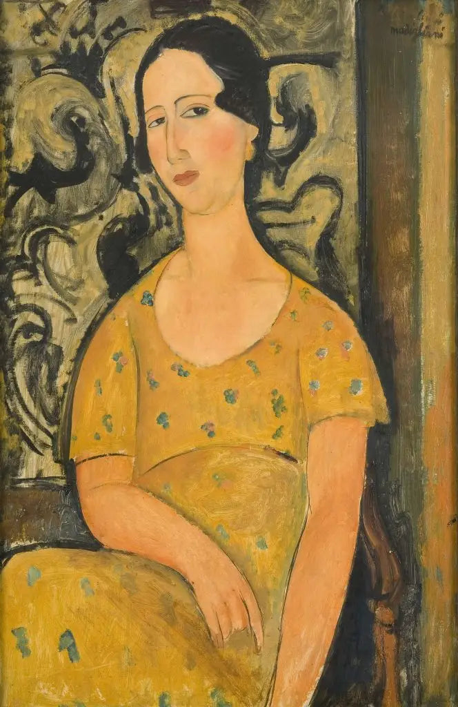 Nuori nainen keltaisessa mekossa (Renée Modot) - Amedeo Modigliani