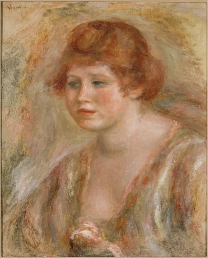 Nuori nainen ruusun kanssa - Pierre-Auguste Renoir