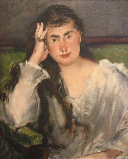 Nuori nainen kyynärpäillään (Marguerite de Conflans) - Édouard Manet