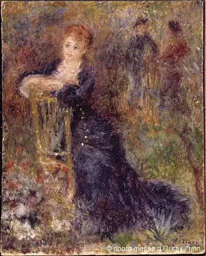 Nuori nainen istuu puutarhassa - Pierre-Auguste Renoir
