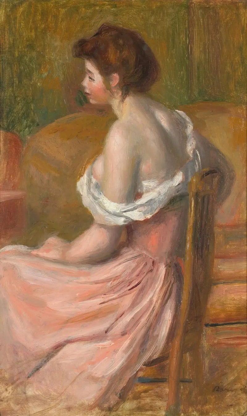Nuori nainen istuu, kaula ja hartiat paljaana - Pierre-Auguste Renoir
