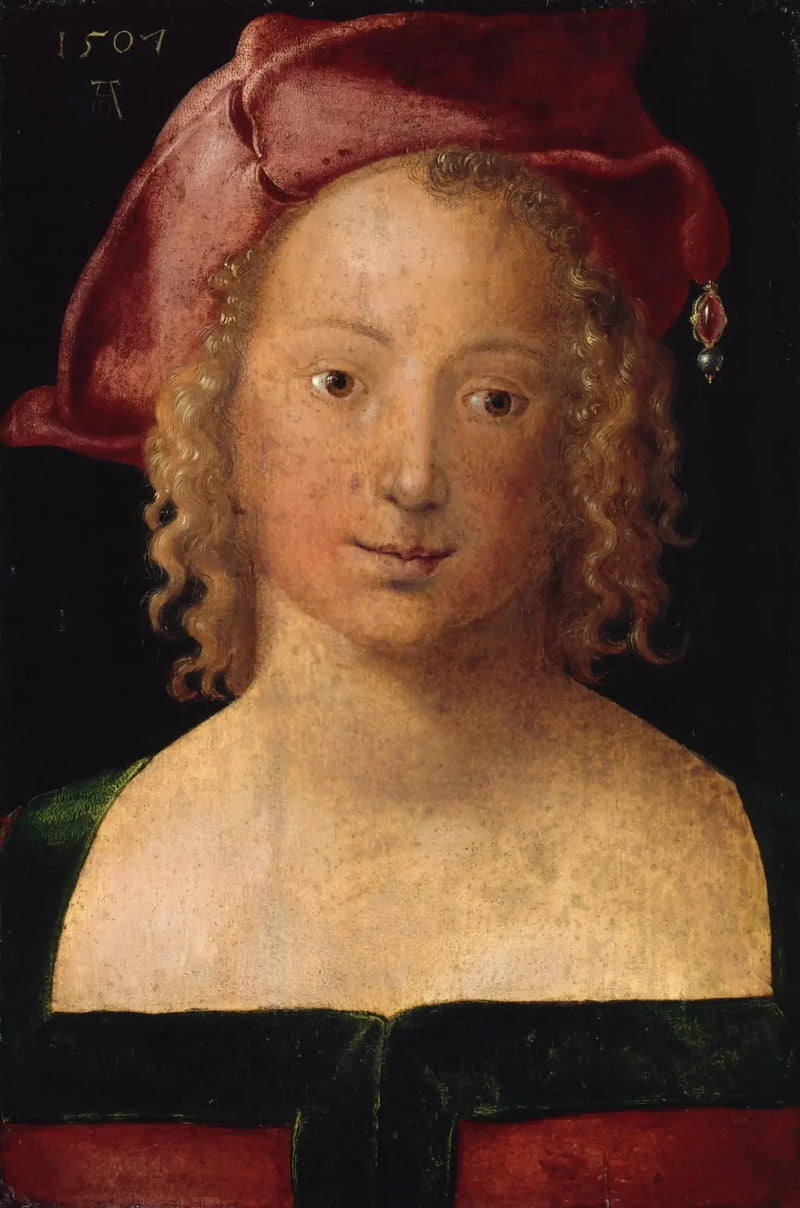 Nuori nainen punaisessa beretissä - Albrecht Dürer