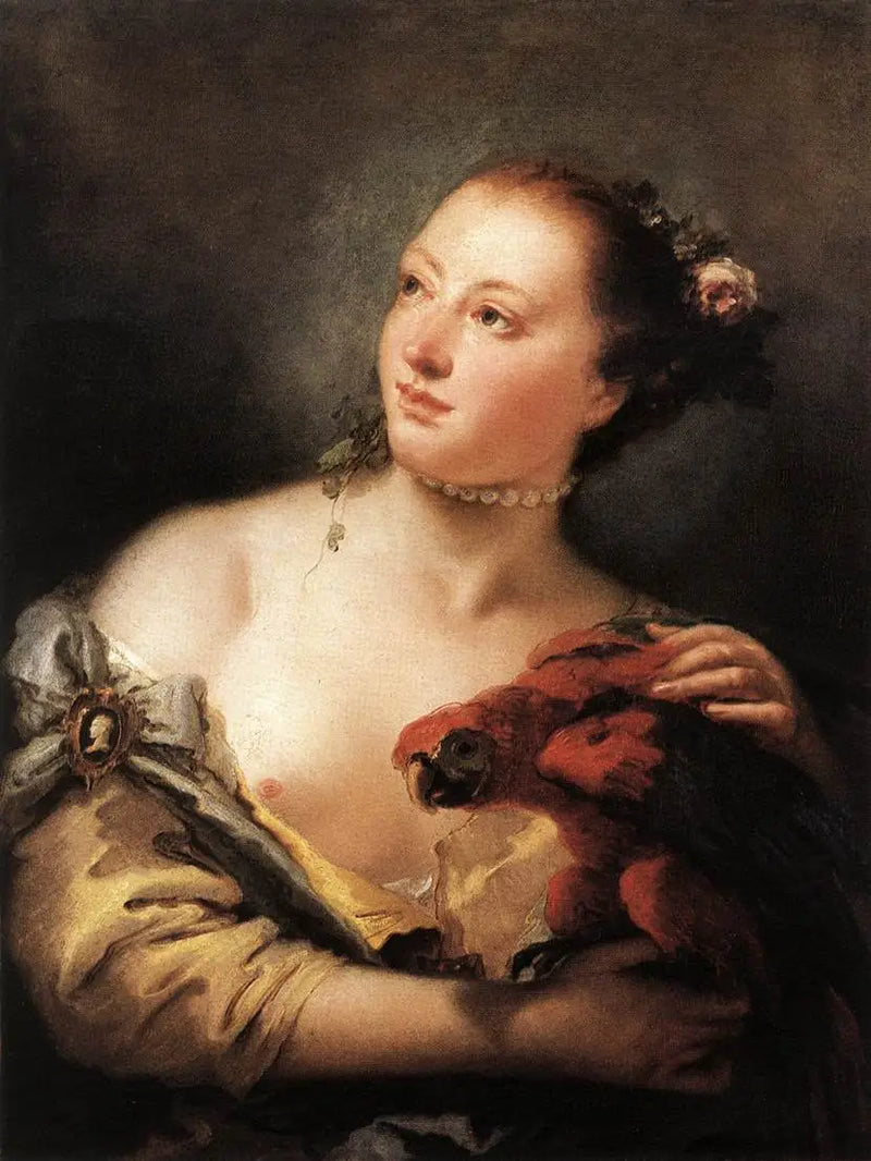 Nuori nainen papukaijan kanssa - Giovanni Battista Tiepolo
