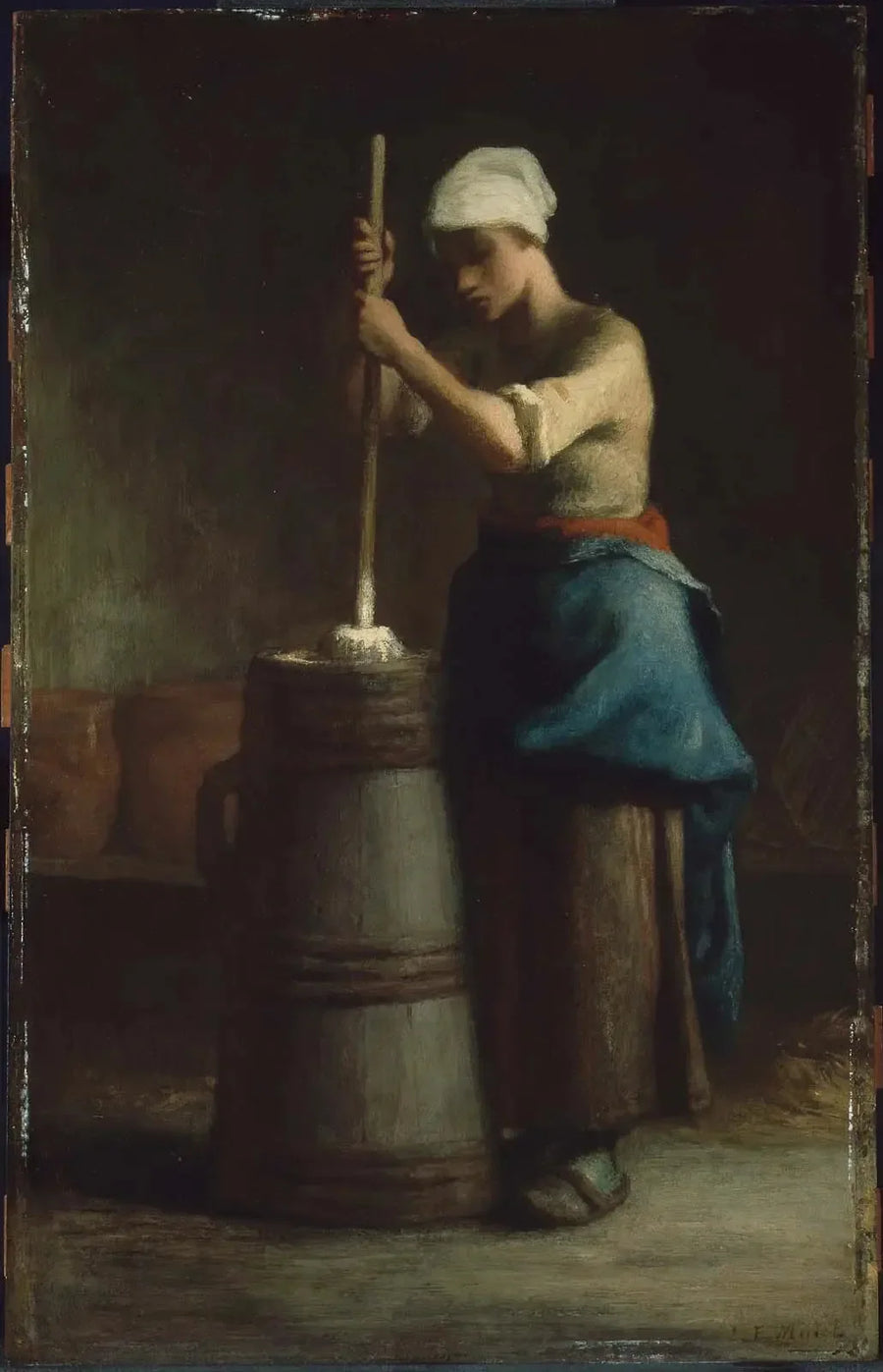 Nuori nainen voitelemassa voita - Jean-François Millet