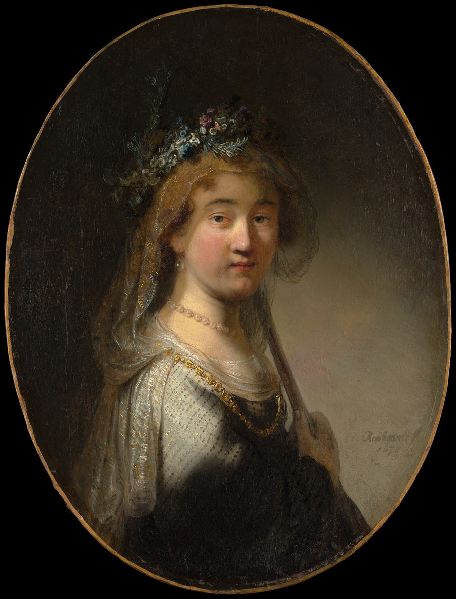 Nuori nainen bergère-tyylisessä asussa (« Saskia en Flora ») - Rembrandt
