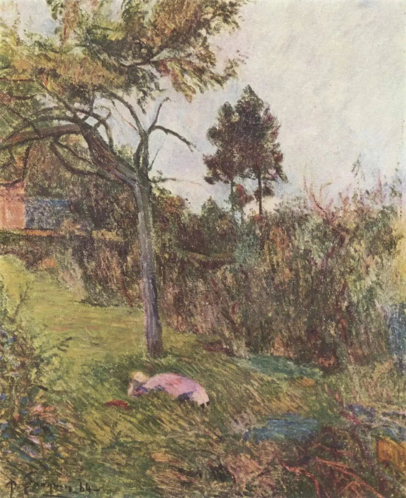 Nuori nainen makaa nurmikolla, tai Tyttö makaa niityllä - Paul Gauguin