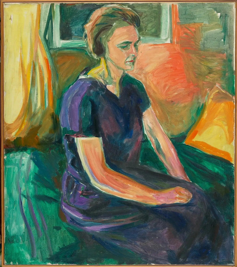 Nuori nainen sinisessä mekossa, istuu - Edvard Munch