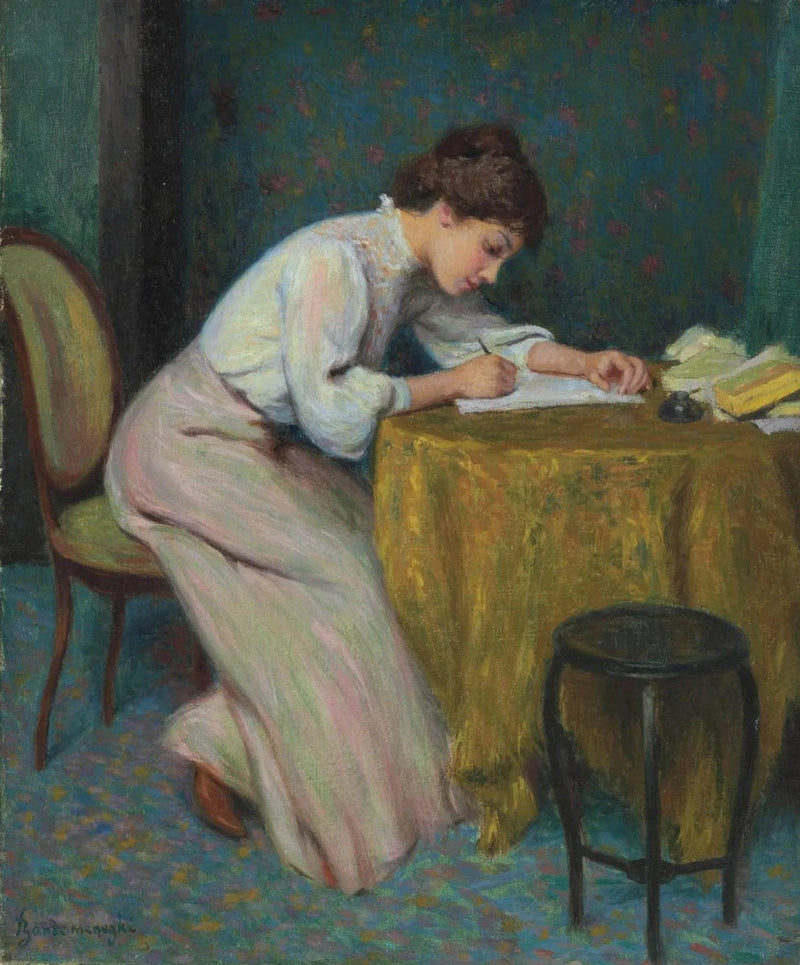Nuori nainen kirjoittamassa kirjettä - Federico Zandomeneghi